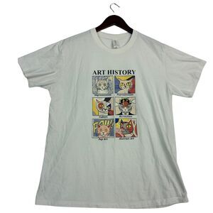 GANNI Art History Cats Graphic T Shirt XL White Impressionism Cubism Pop Art